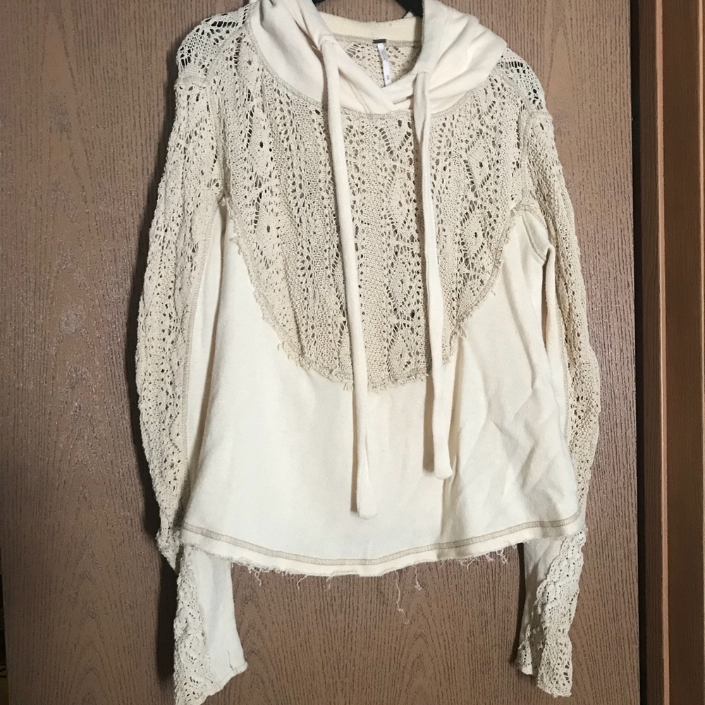 Free People crocet detail hoodie